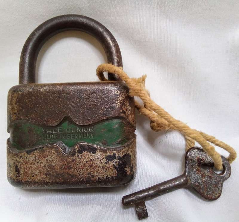 Old German padlock with key