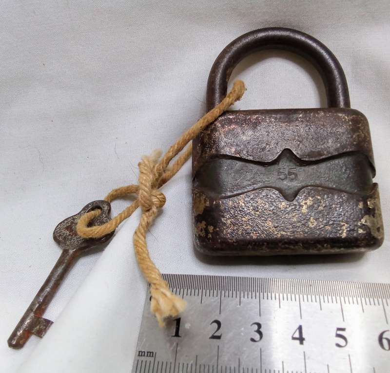 Old German padlock with key