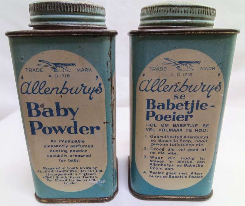 Very rare Allenbury baby powder tins - with some content!