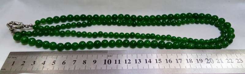 Charming 2 rows 8mm green Jade gemstone round beads necklace