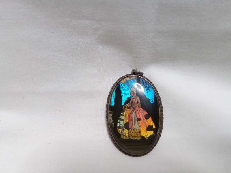 Stunning!!!!! 1920's English sterling butterfly wing pendant