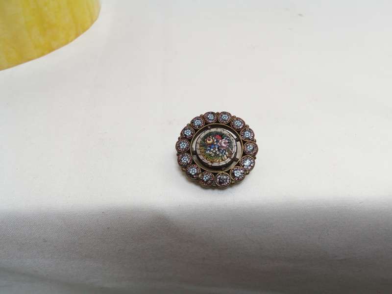 Exquisite antique millefiori glass micro mosaic brooch