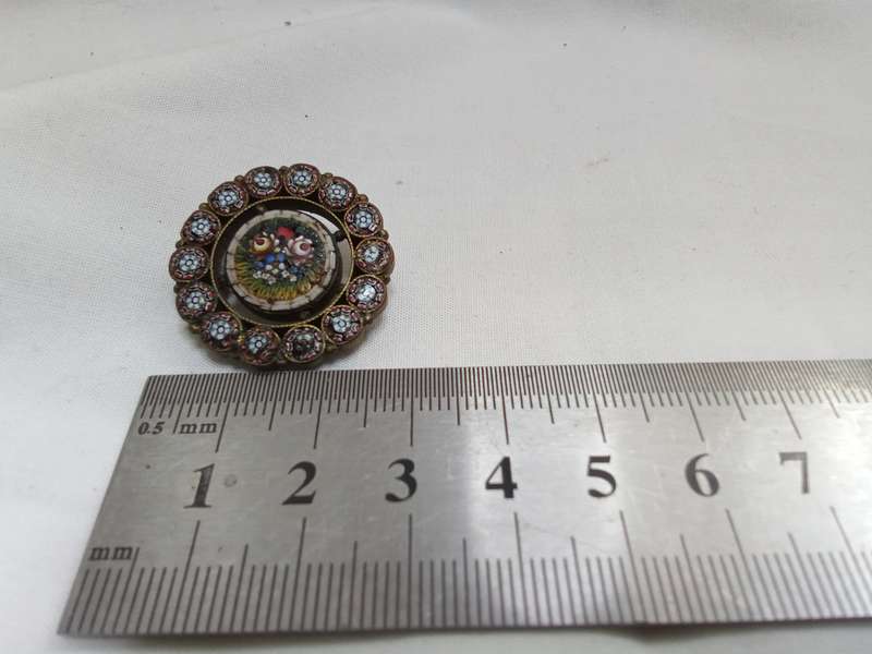Exquisite antique millefiori glass micro mosaic brooch