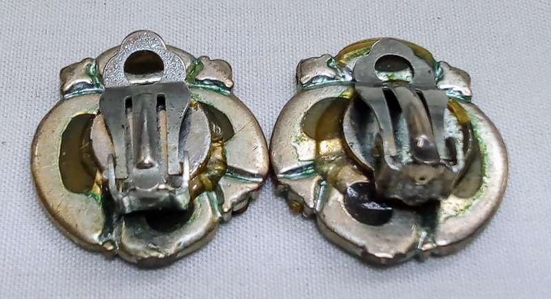 Vintage Lisner arura borealis with amber stones clip on earrings