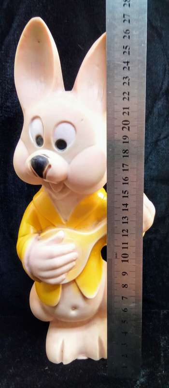 Vintage rubber bunny with a guitar -made by Biserka Zagreb