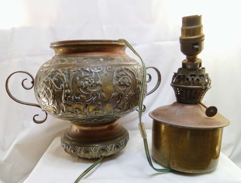 Potentially stunning project - converted antique oil lamp