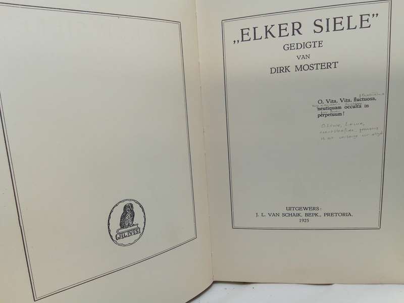 Elker siele - Gedigte deur Dirk Mostert 1925