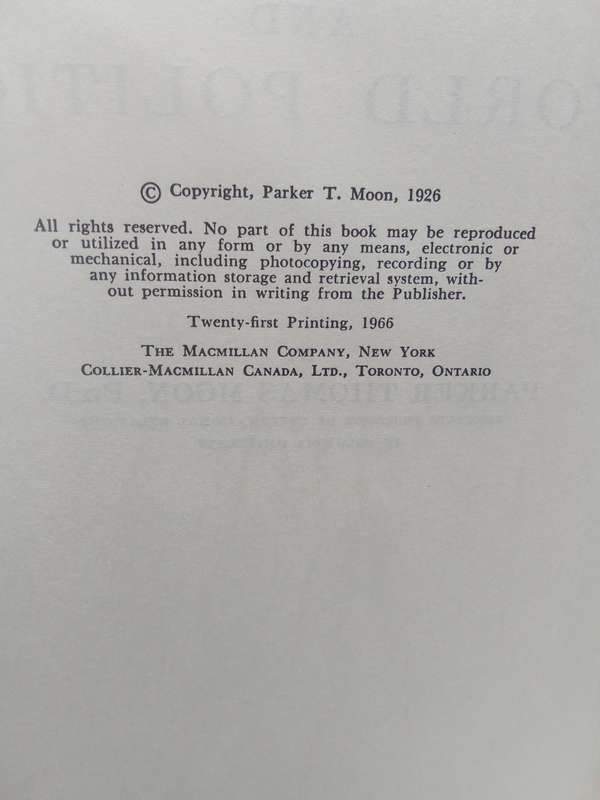 IMPERIALISM AND WORLD POLITICS by Parker Thomas Moon, Ph.D., Hardcover, 1966