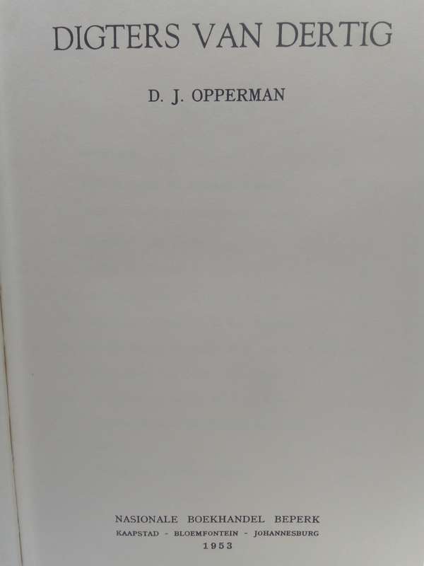 Digters van Dertig - Opperman, D. J.