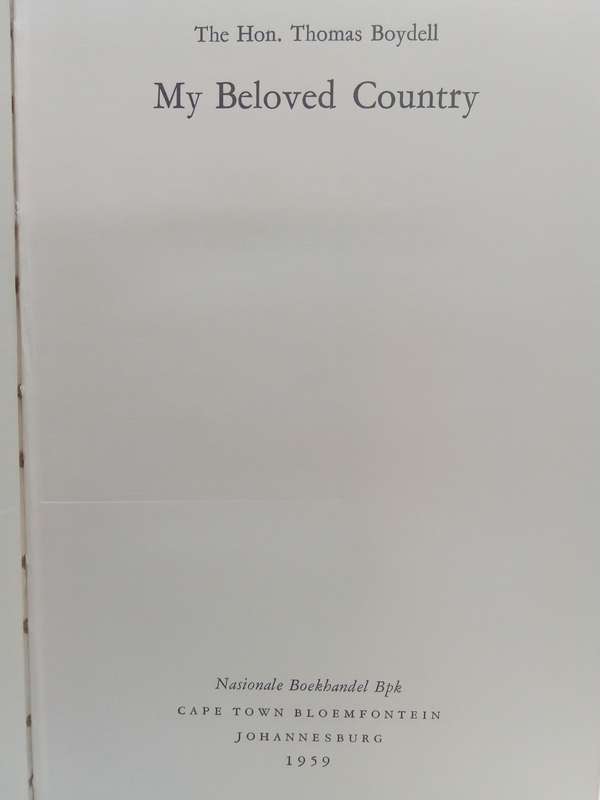 My Beloved Country - The Hon. Thomas Boydell