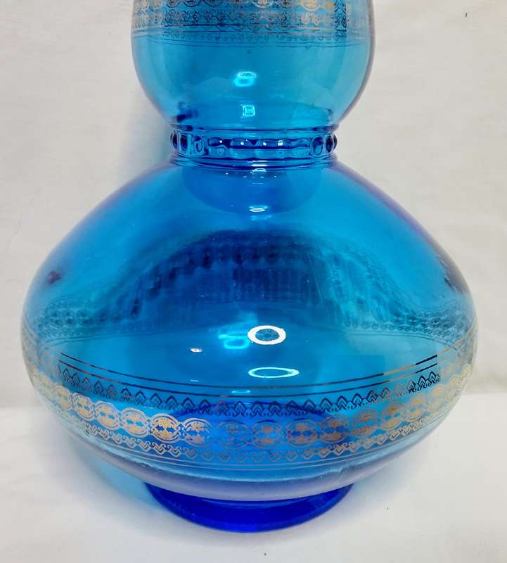 Beautiful blue glass decanter/bottle - made in Belgium