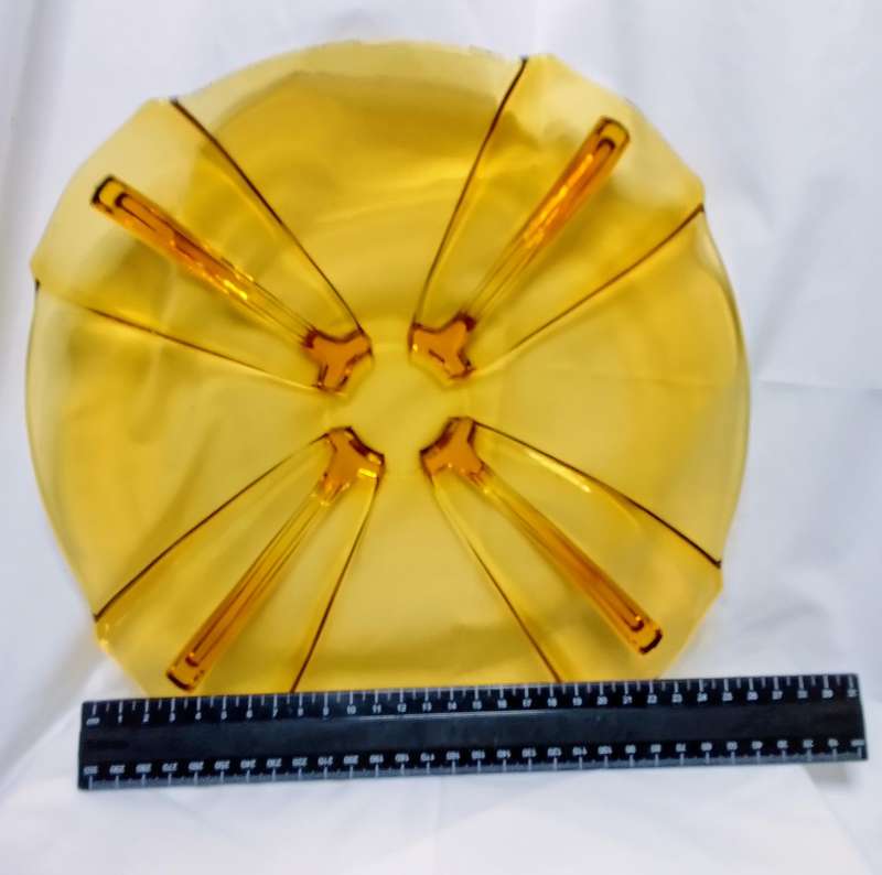 Two stunning Art deco amber glass platters