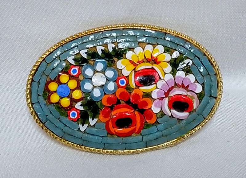 Magnificent vintage micro mosaic brooch