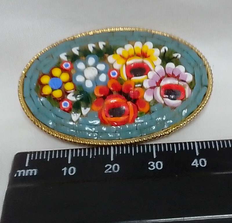 Magnificent vintage micro mosaic brooch