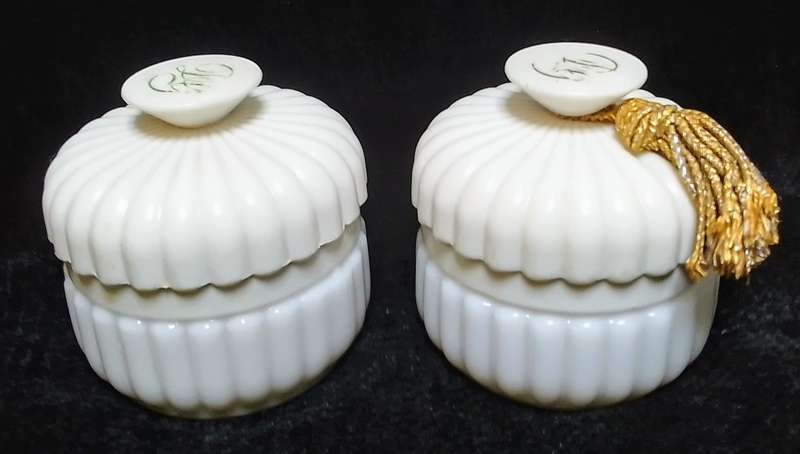 Two cute vintage cosmetic containers