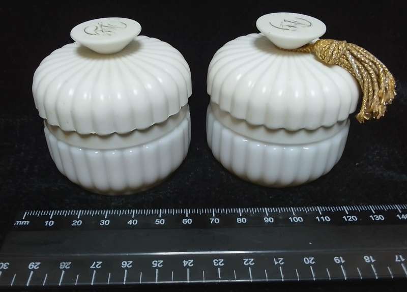 Two cute vintage cosmetic containers