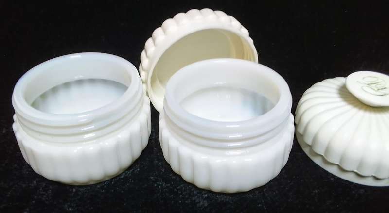 Two cute vintage cosmetic containers