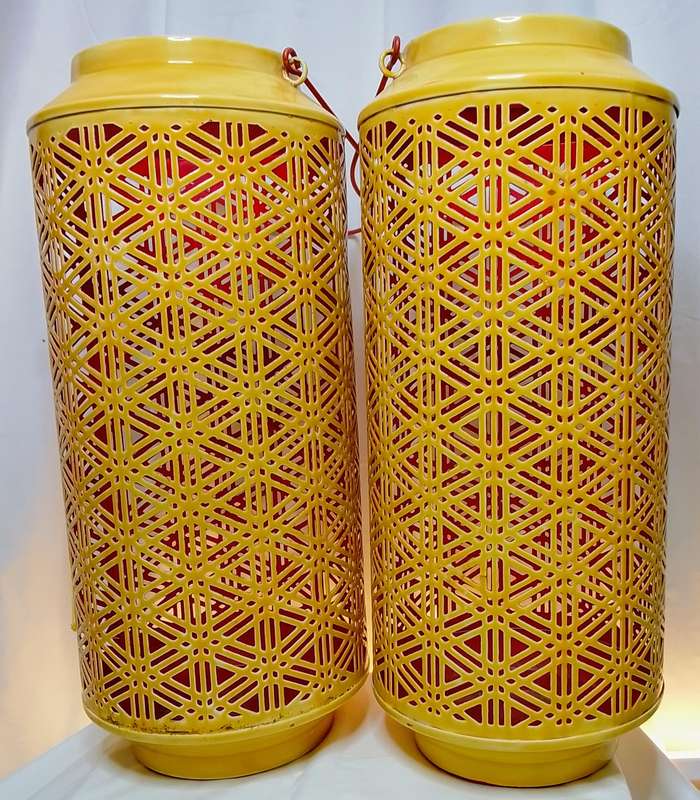 Two stunning enameled candle lanterns