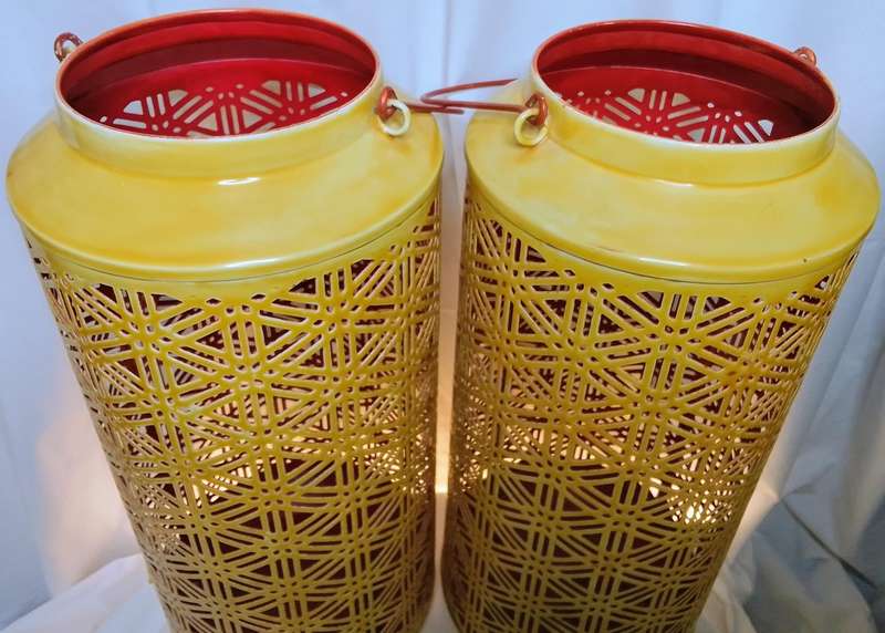 Two stunning enameled candle lanterns