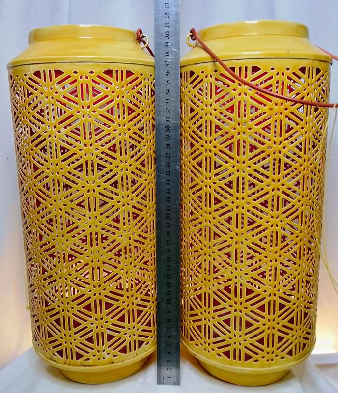 Two stunning enameled candle lanterns