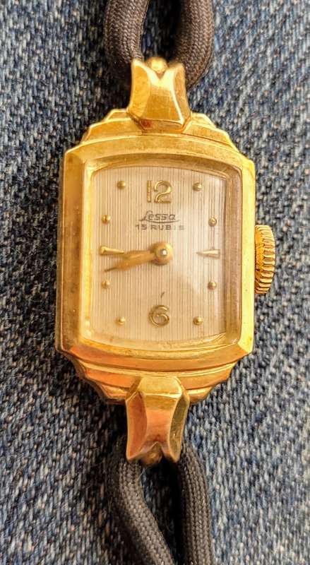 14k Solid Gold Lessa Mechanical Art Deco Gold Watch
