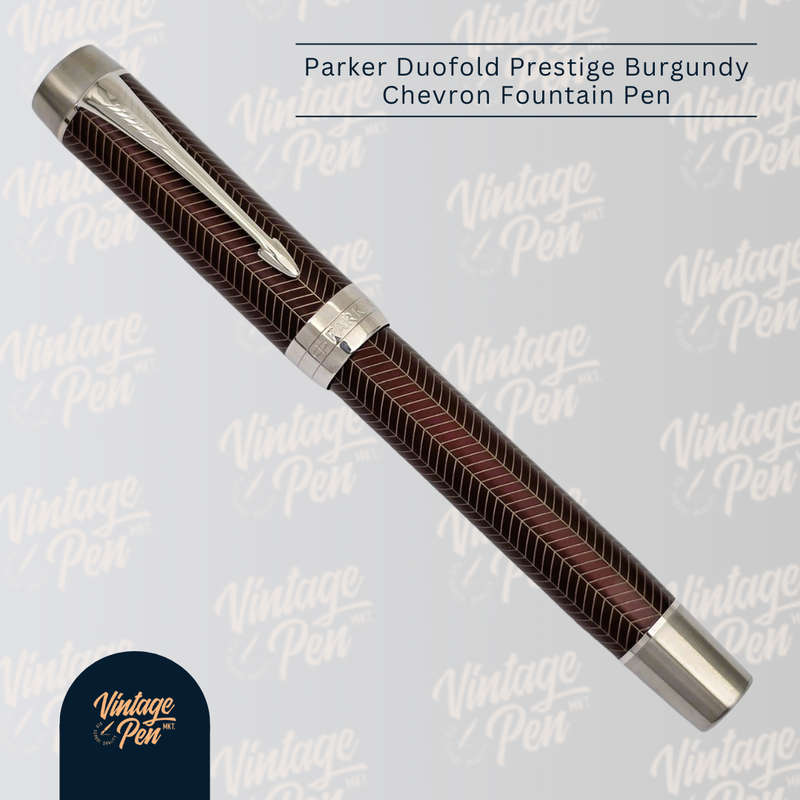 Parker Duofold Prestige Burgundy Chevron Fountain Pen