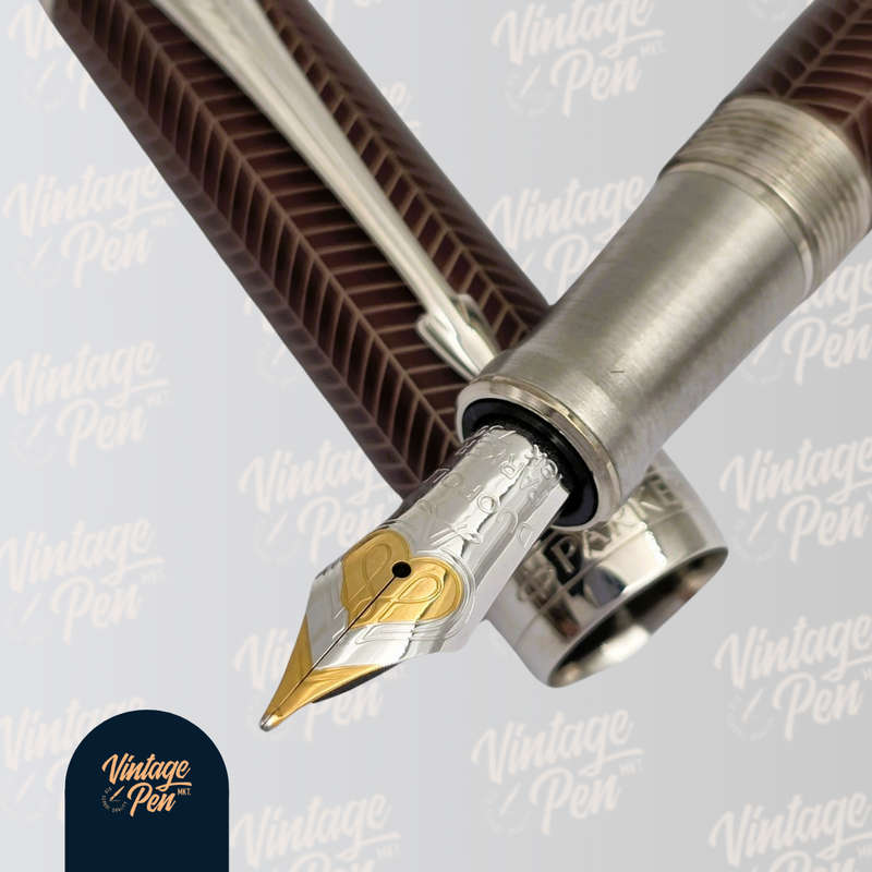 Parker Duofold Prestige Burgundy Chevron Fountain Pen