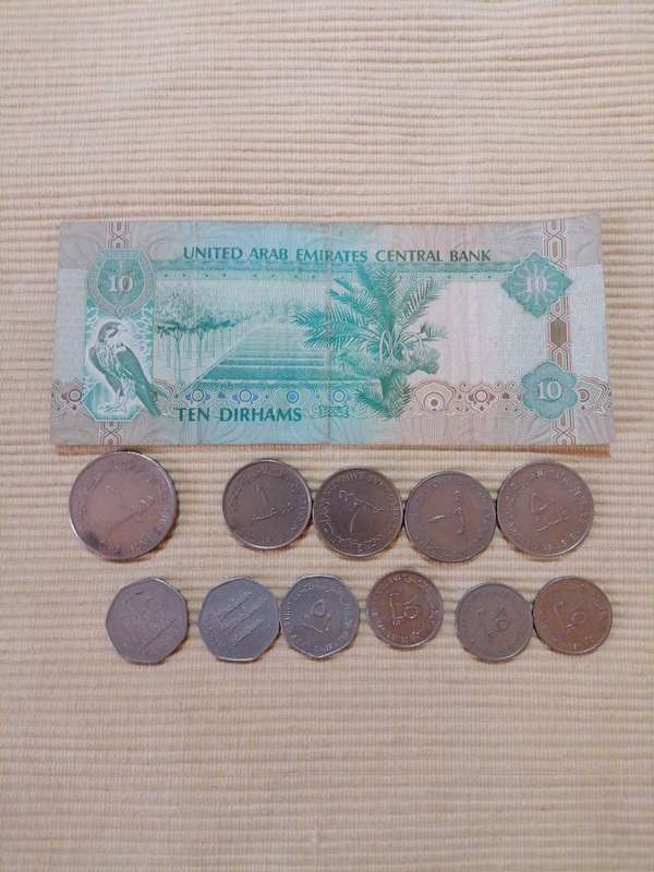 United Arab Emirates coin and note