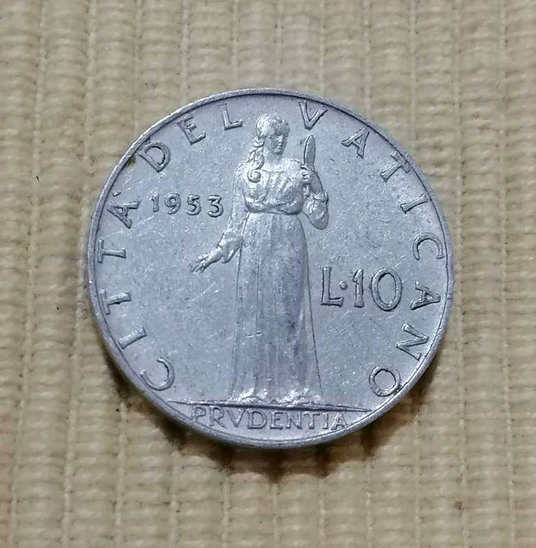 1953 VATICAN CITY 10 LIRE COIN