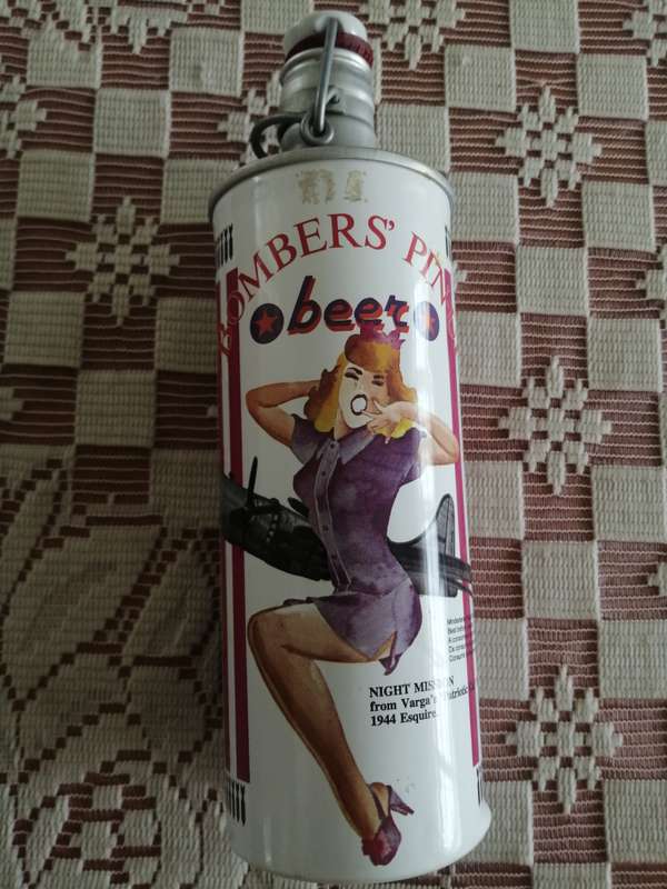 Bomber's Pin - UP Beer Can  Varga's Patriotic Gal