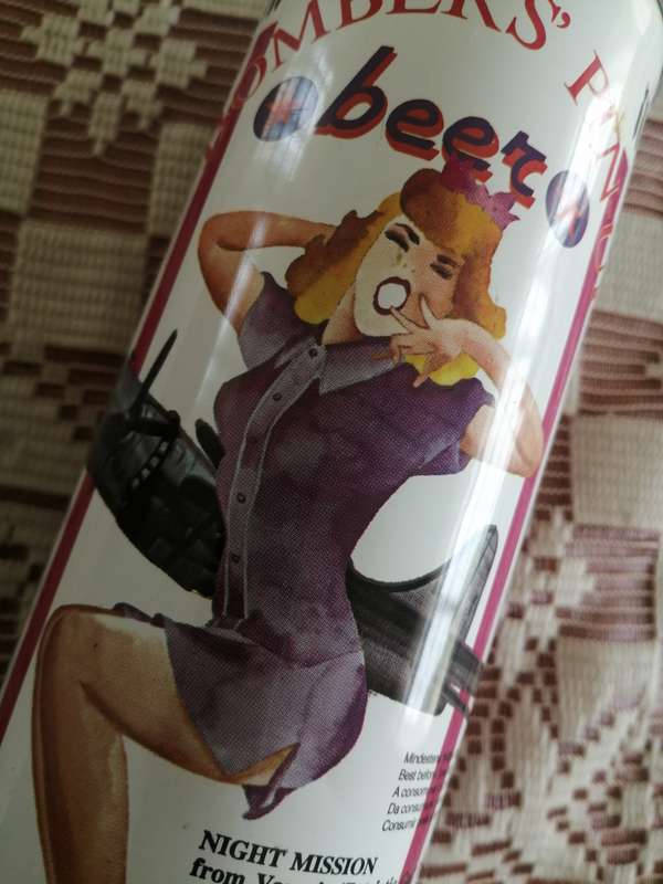 Bomber's Pin - UP Beer Can  Varga's Patriotic Gal