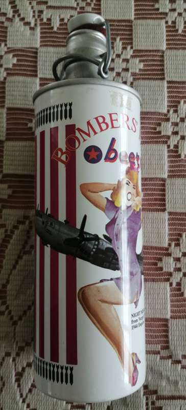 Bomber's Pin - UP Beer Can  Varga's Patriotic Gal