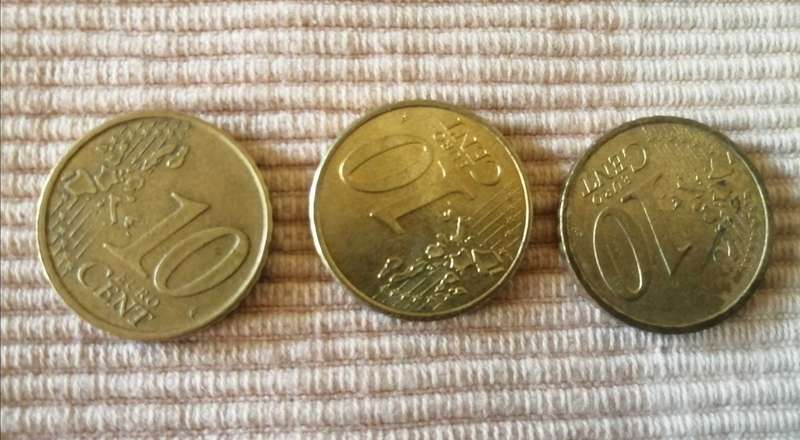 Euros - 10 Euro cents, Spain, Germany, France, Austria