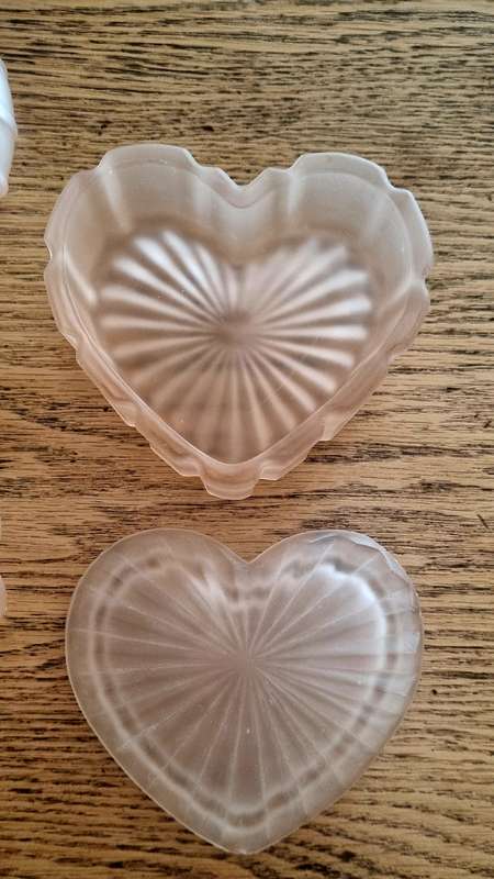 Beautiful Romantic Vintage Frosted Pink Glass Vanity Collection