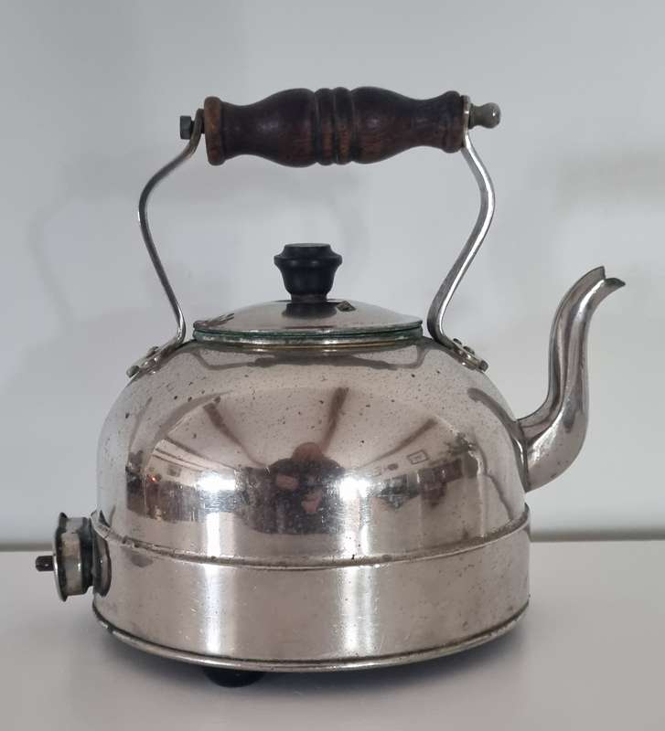 Vintage Electric silver Kettle by REVO, with Wooden (Made in England)