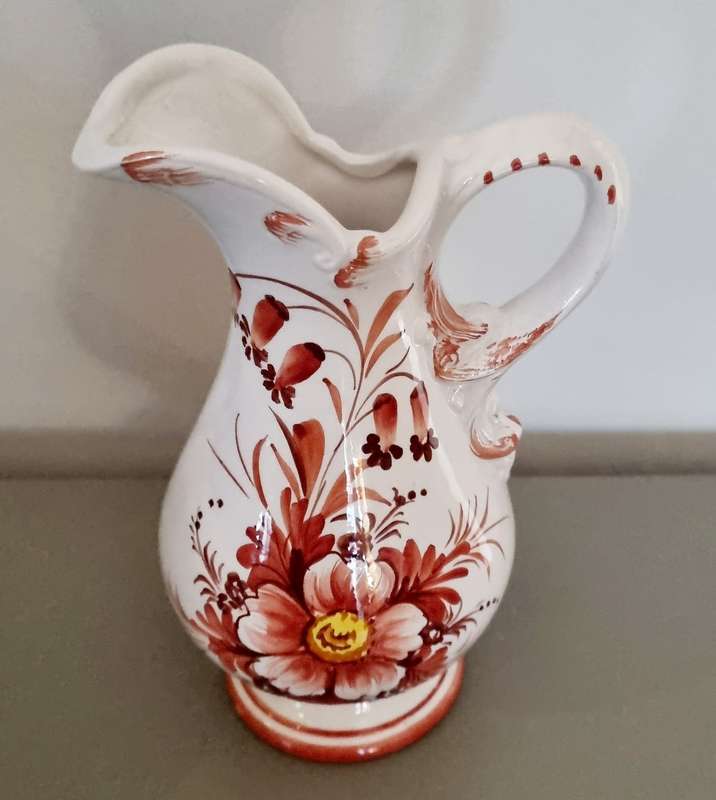 Italian Capodimonte Porcelain Handpainted Floral Jug/Pitcher