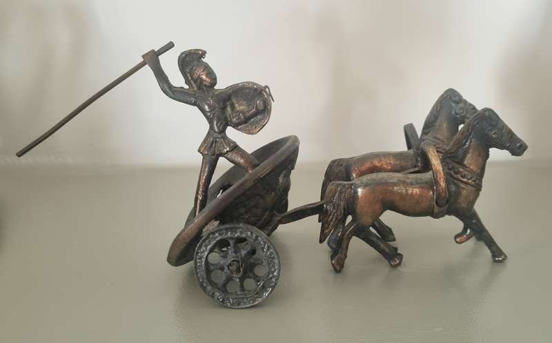 Vintage Achilles Chariot Roman Gladiator Brass Scultpure/Figurine