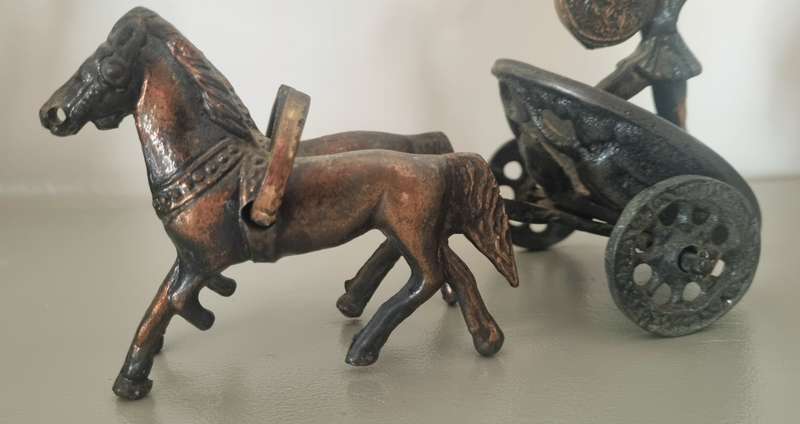 Vintage Achilles Chariot Roman Gladiator Brass Scultpure/Figurine
