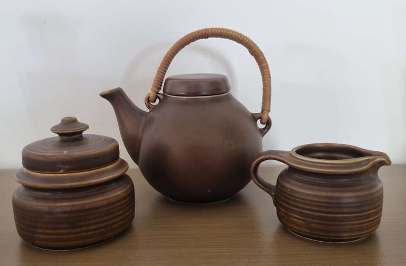 Scandinavian Designer Ulla Procopé (1960's)  Arabia Finland Ruska Design Coffee/Tea Pot, Milk Jug an