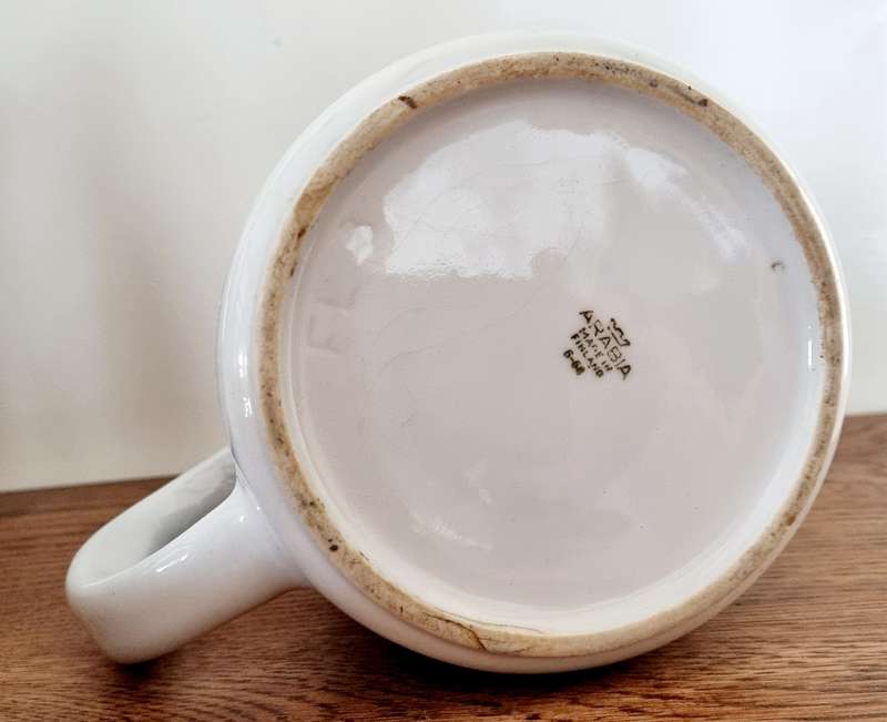 VINTAGE ARABIA FINLAND BLUE & WHITE "ORRI" JUG MID CENTURY SCANDINAVIAN DESIGN