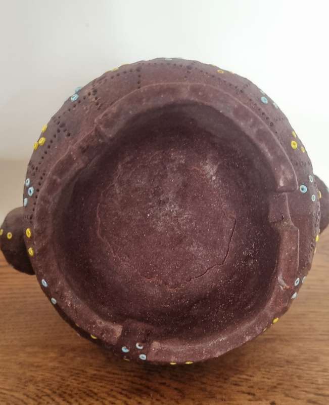 African Tribal Handmade Beaded Pottery vessel