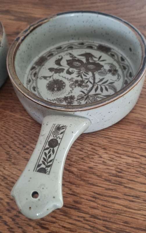Pair of German Folk Ceramic Pottery Pots/Pans Decor