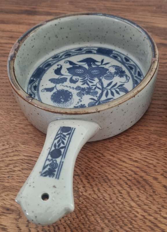 Pair of German Folk Ceramic Pottery Pots/Pans Decor