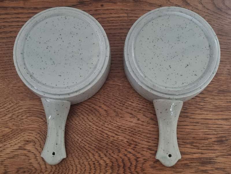 Pair of German Folk Ceramic Pottery Pots/Pans Decor