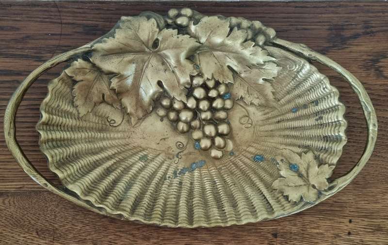 Solid Brass Footed Fruit Grape Basket/Platter