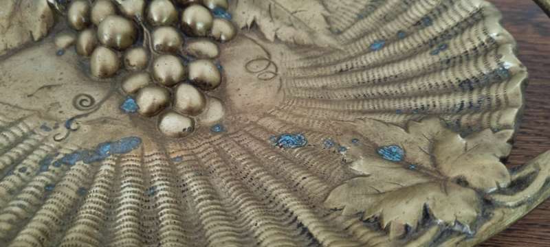 Solid Brass Footed Fruit Grape Basket/Platter