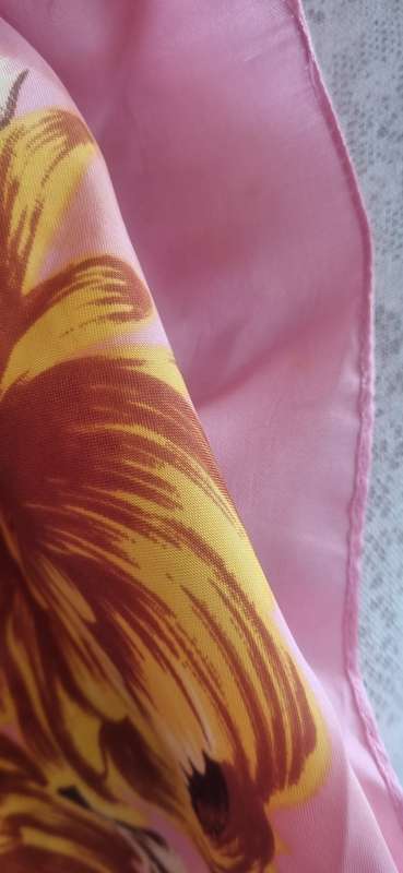 Vintage Pink and Yellow Flowers Botanical Silk Scarf