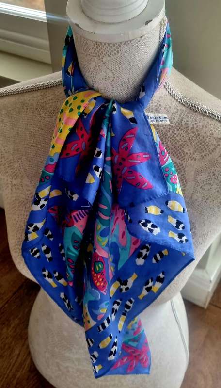 1980's Designer Ken Done Silk Scarf