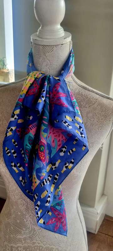 1980's Designer Ken Done Silk Scarf