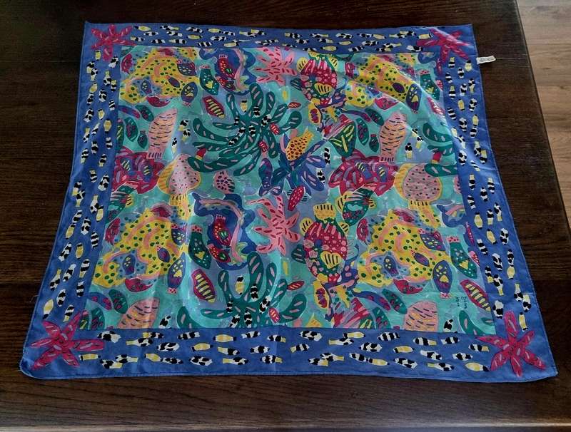 1980's Designer Ken Done Silk Scarf